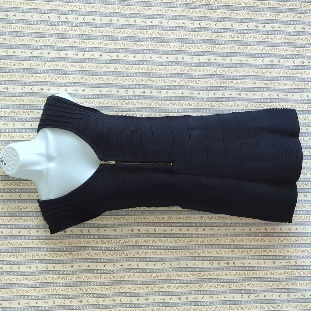 Black Knit Bodycon Zip Dress M